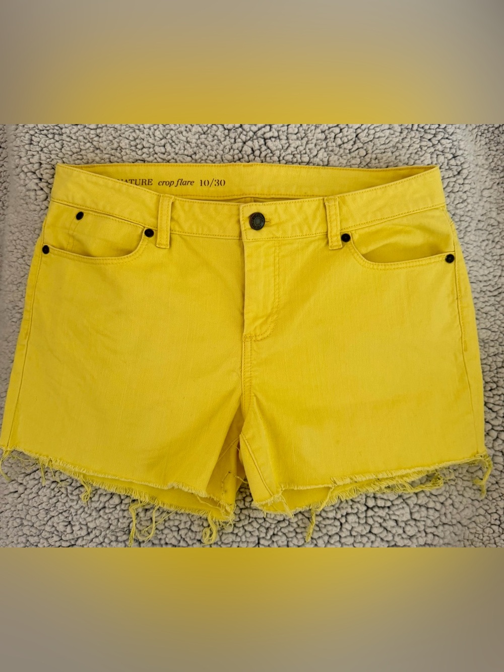Signature- Cropped Flare Women’s Yellow Denim Shorts